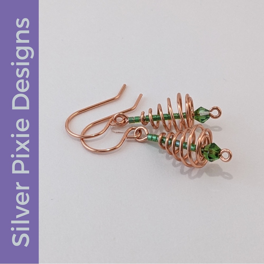 🎄2 for $25!!🎄 Handmade Christmas Tree Copper Earrings (small)